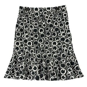 Sara Jane Geometric Mod Circle Print Ruffle Hem Skirts Stretch Cotton 10 Womens